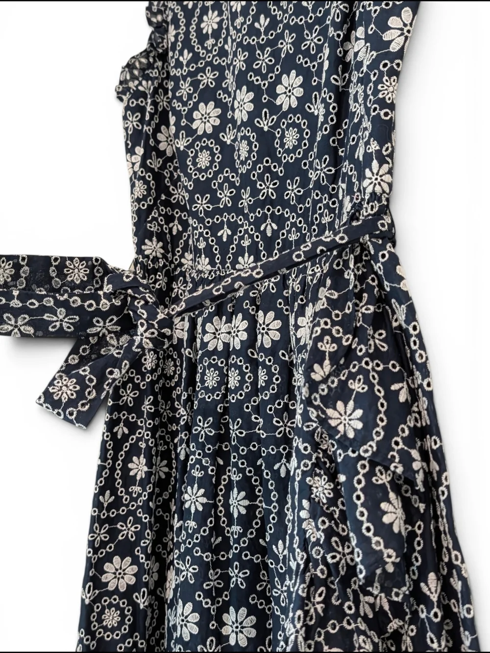 kate spade 100% Cotton Floral Eyelet Ruffle Wrap Dress Size 6 NWT